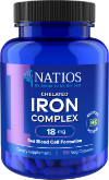 NATIOS Iron Chelated Complex, Železo bisglycinát, 18 mg, 90 veganských kapslí